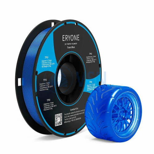Купить ERYONE TPU 1.75мм 0.5кг Синий прозрачный (Clear Blue) пластик для 3D принтера